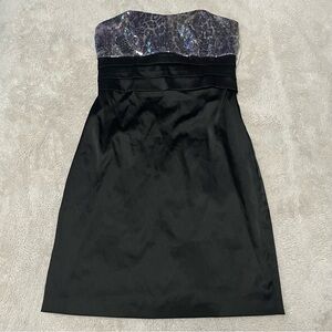 David's Bridal Strapless Black Dress with Iridescent Sequin Bodice